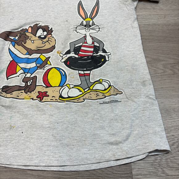 Vintage 90s Sun Sportswear Bugs Tazmanian Devil Beach Shirt Size XS - Picture 12 of 16